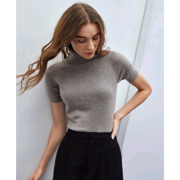 Turtleneck Reglan Sleeves Knit Eco Recycled Top - Picture 4 of 10